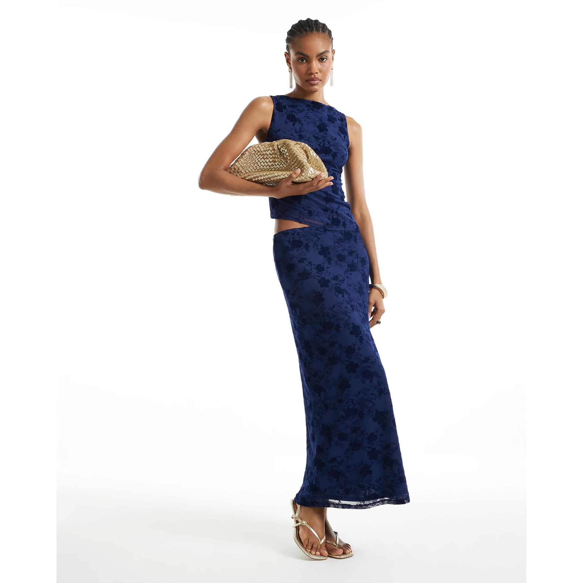 River Island River Island Womens Navy Devore Maxi Skirt
