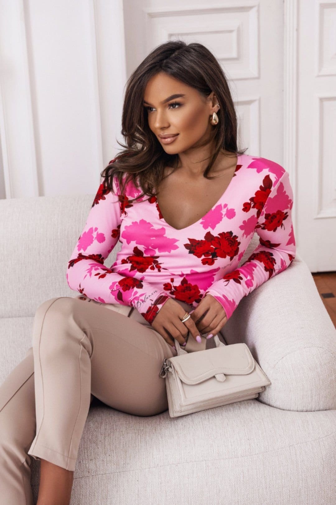Love Lace Pink Floral Viscose Blouse