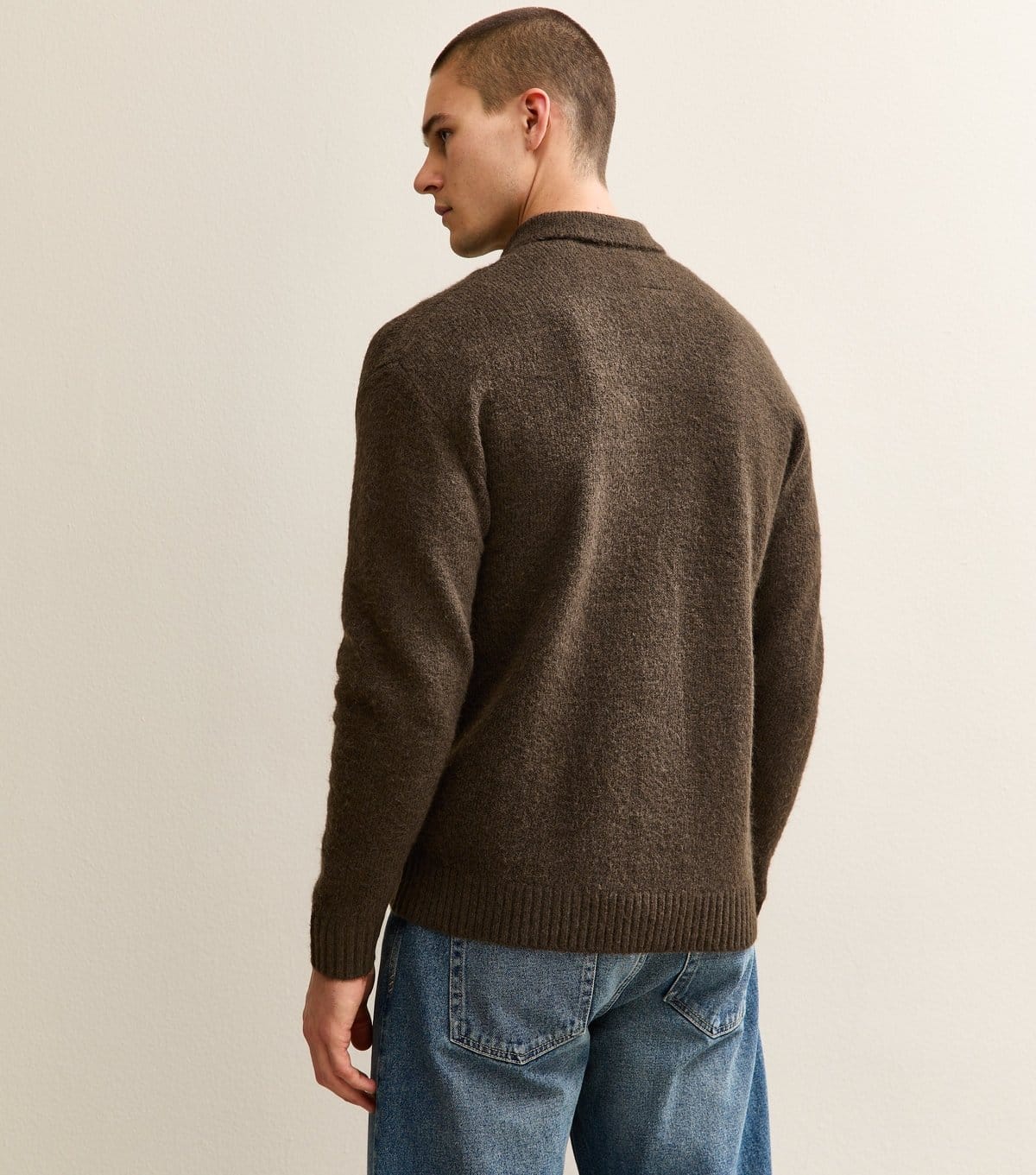 jack & jones Men's Brown Oversized Knit Button Cardigan Jack & Jones New Look - 4