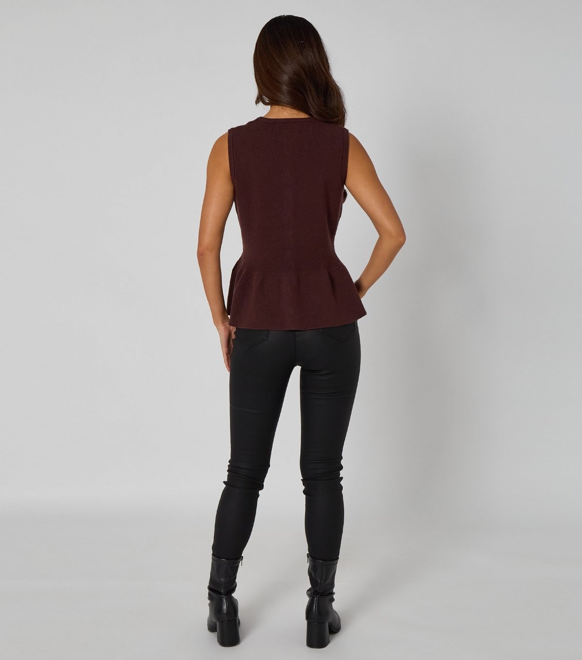 Urban Bliss Women's Dark Brown Peplum Button Front Vest Top Urban Bliss New Look - 4