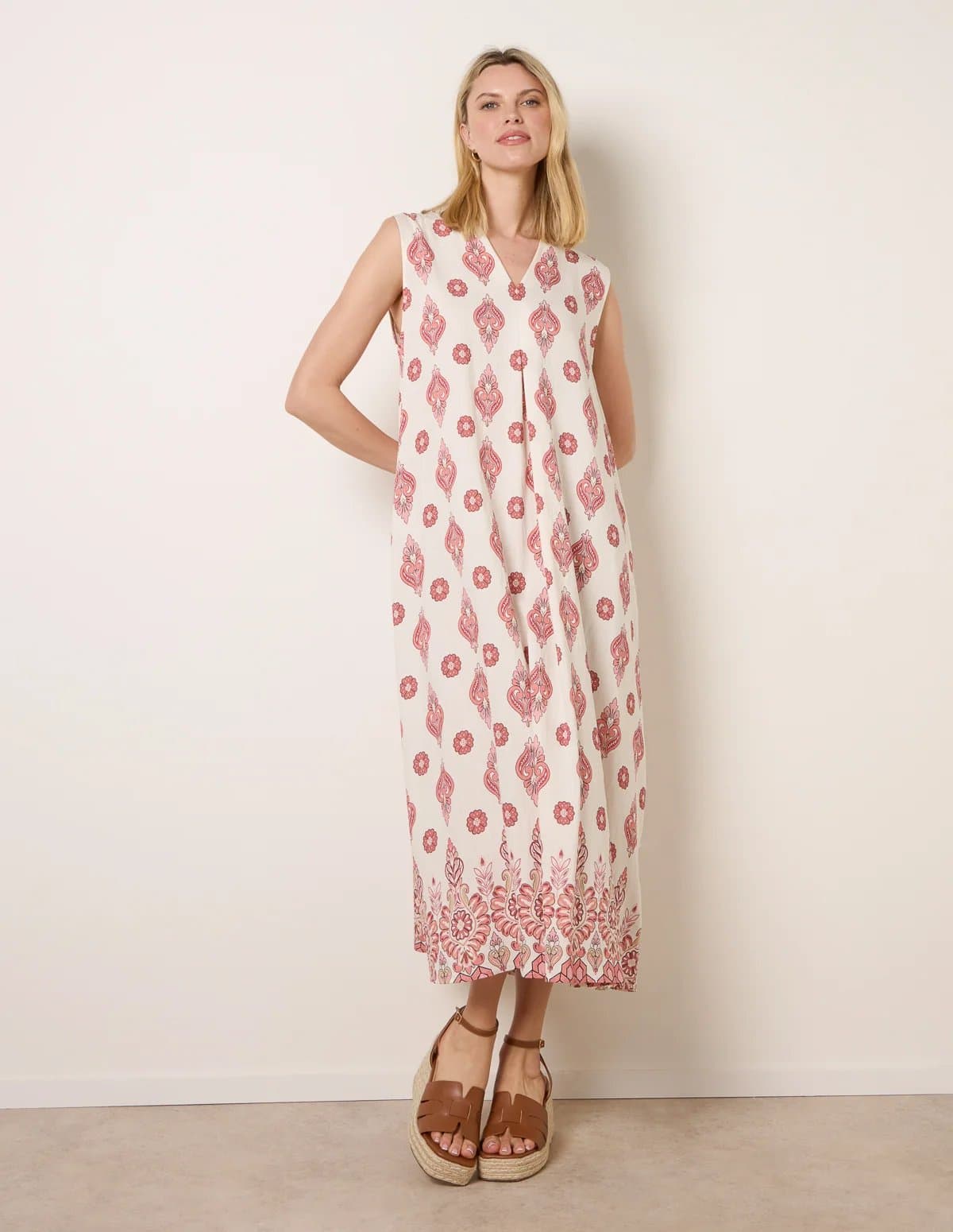 Blue Vanilla Floral Print A Line Dress