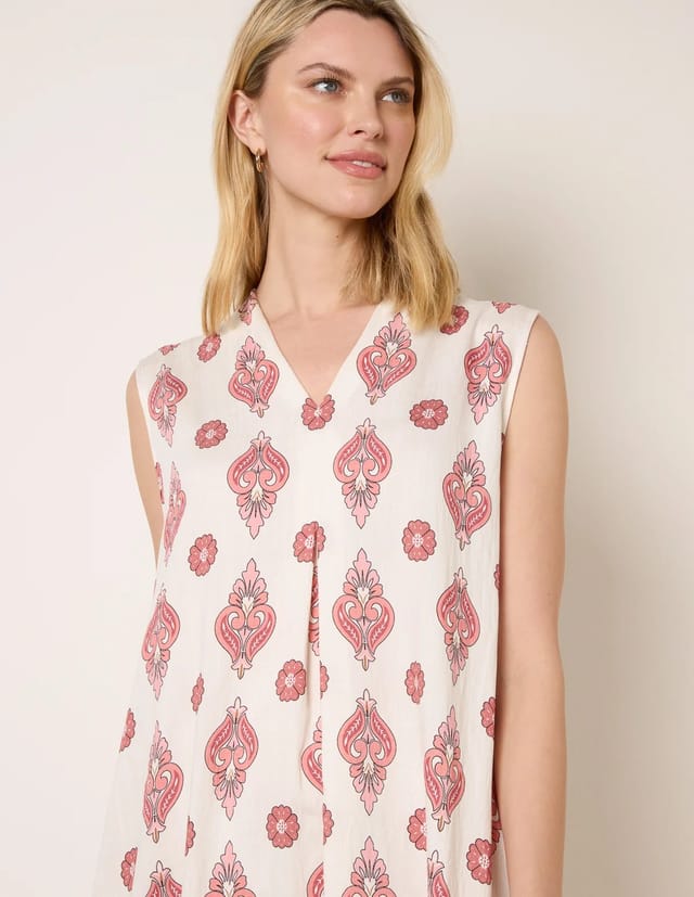 Blue Vanilla Floral Print A Line Dress - 2