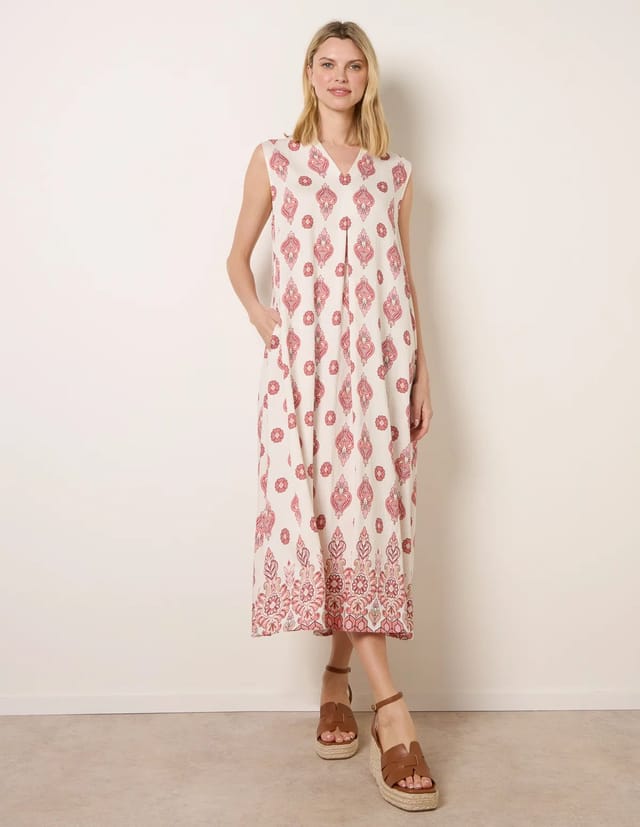 Blue Vanilla Floral Print A Line Dress - 3