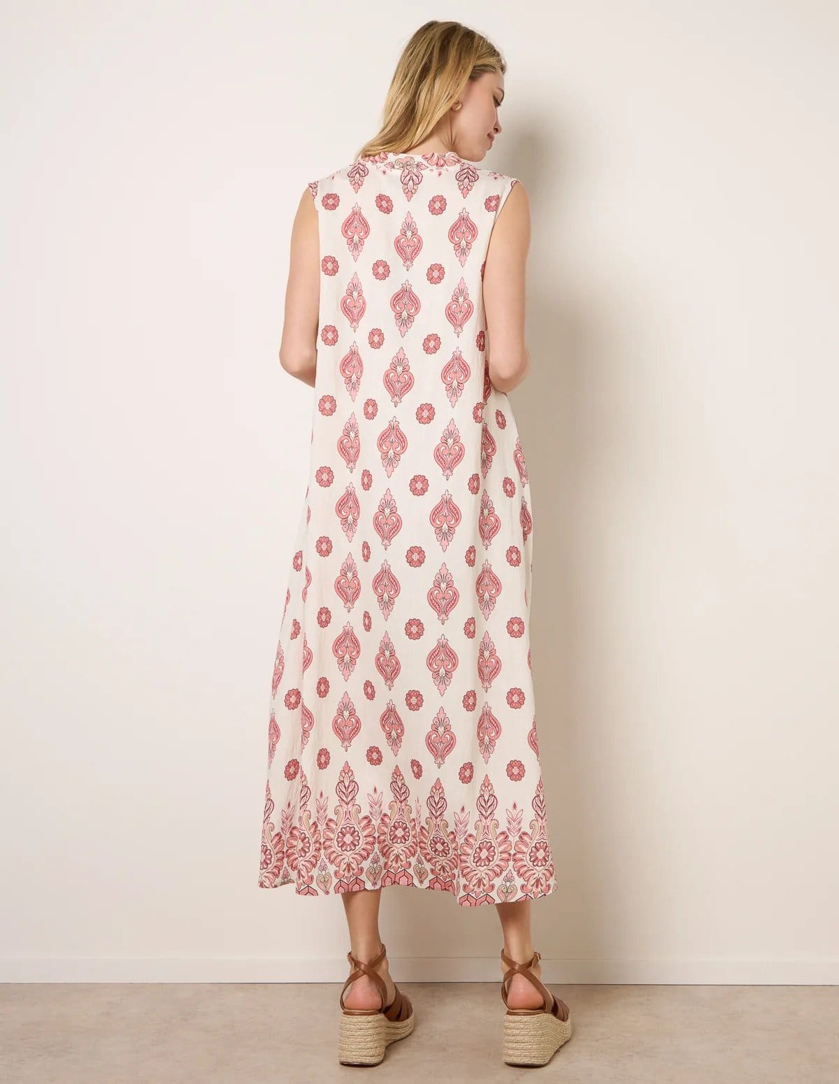 Blue Vanilla Floral Print A Line Dress - 4