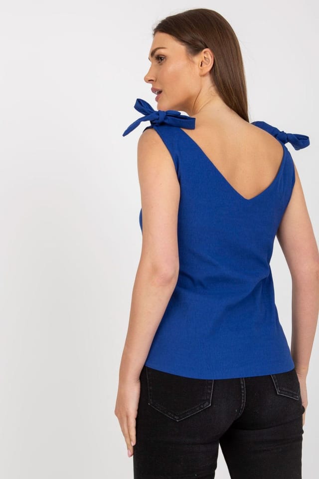 Love Lace Love Lace Women's Straight Cut Heart Neck Tie Strap Top Style 168229 in Blue - 3