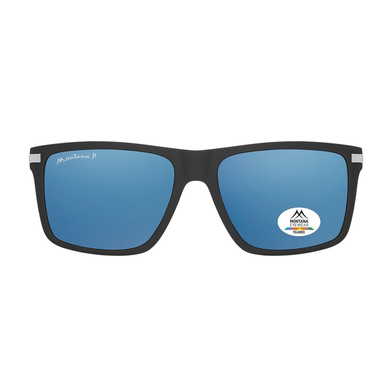 montana montana Men's Rectangle Black Blue Mirror Polarized MP197