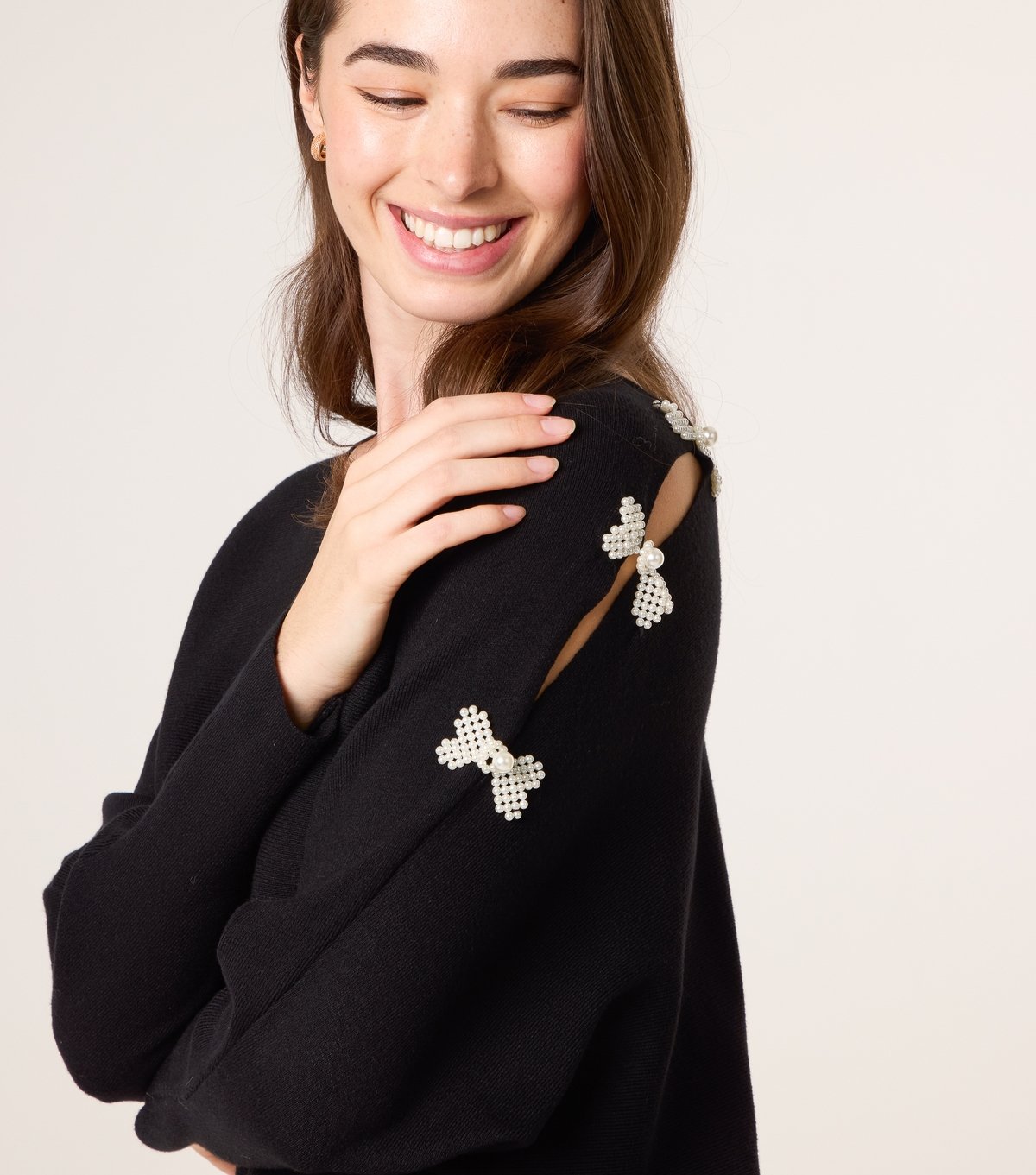 Blue Vanilla Women's Black Bat Sleeve Bow Jumper Blue Vanilla New Look - 3