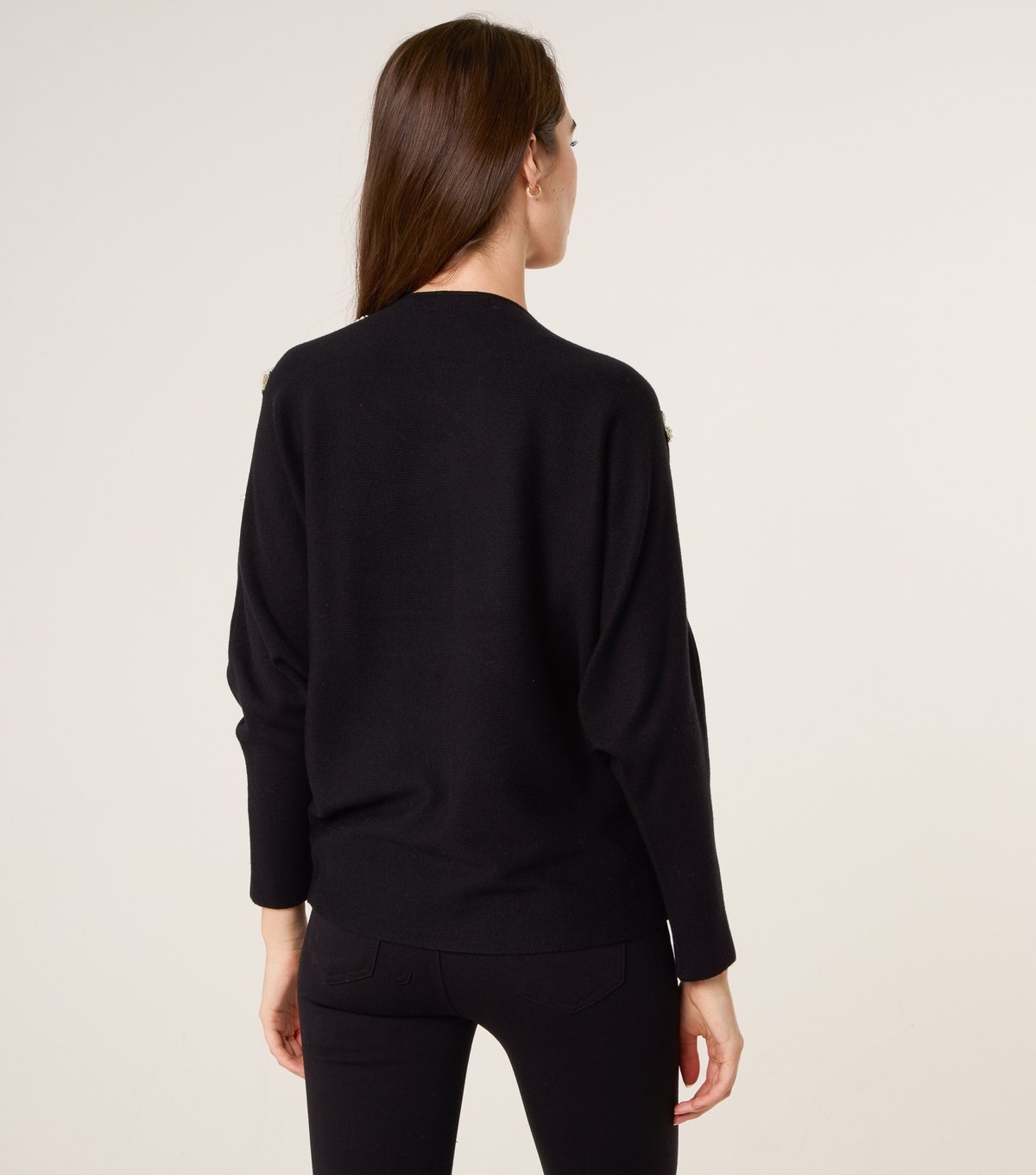 Blue Vanilla Women's Black Bat Sleeve Bow Jumper Blue Vanilla New Look - 4