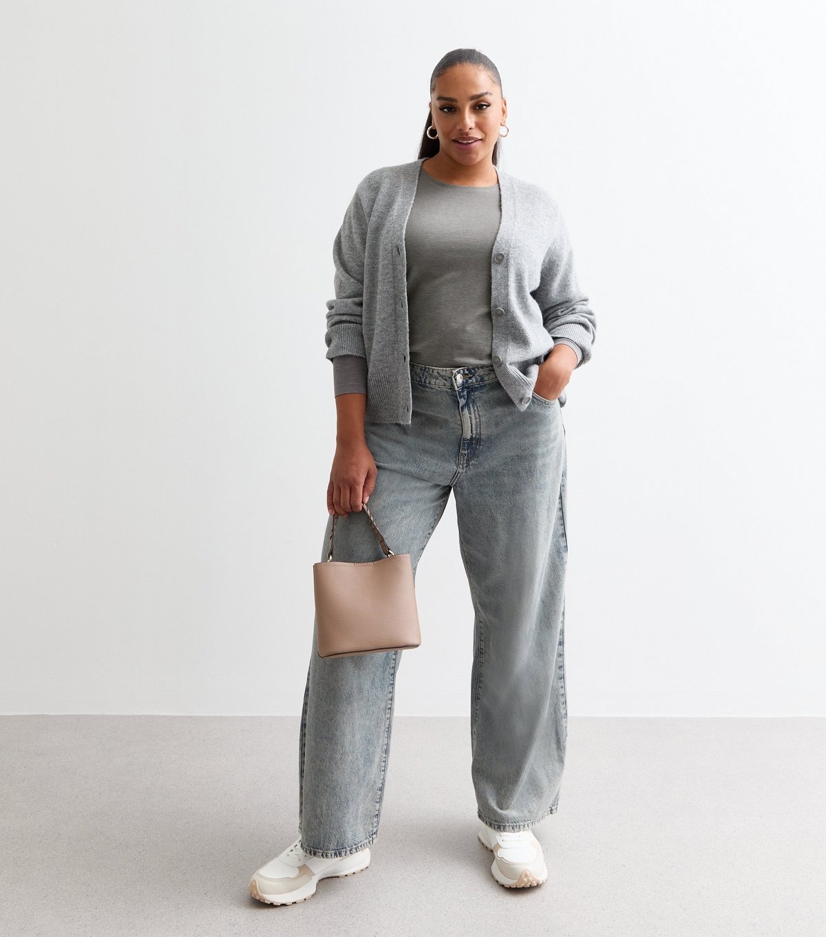 New Look Women's Plus Size Grey Crew Neck Long Sleeve Top Curves New Look - 4