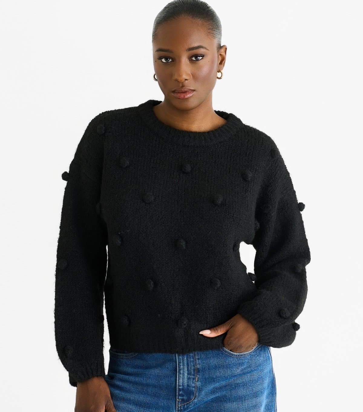 Gini London Women's Black Bobble Applique Jumper Gini London New Look