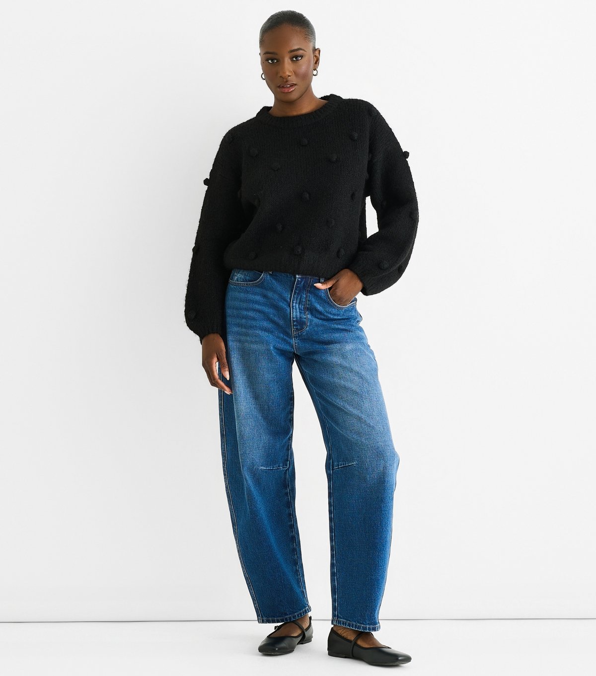 Gini London Women's Black Bobble Applique Jumper Gini London New Look - 2