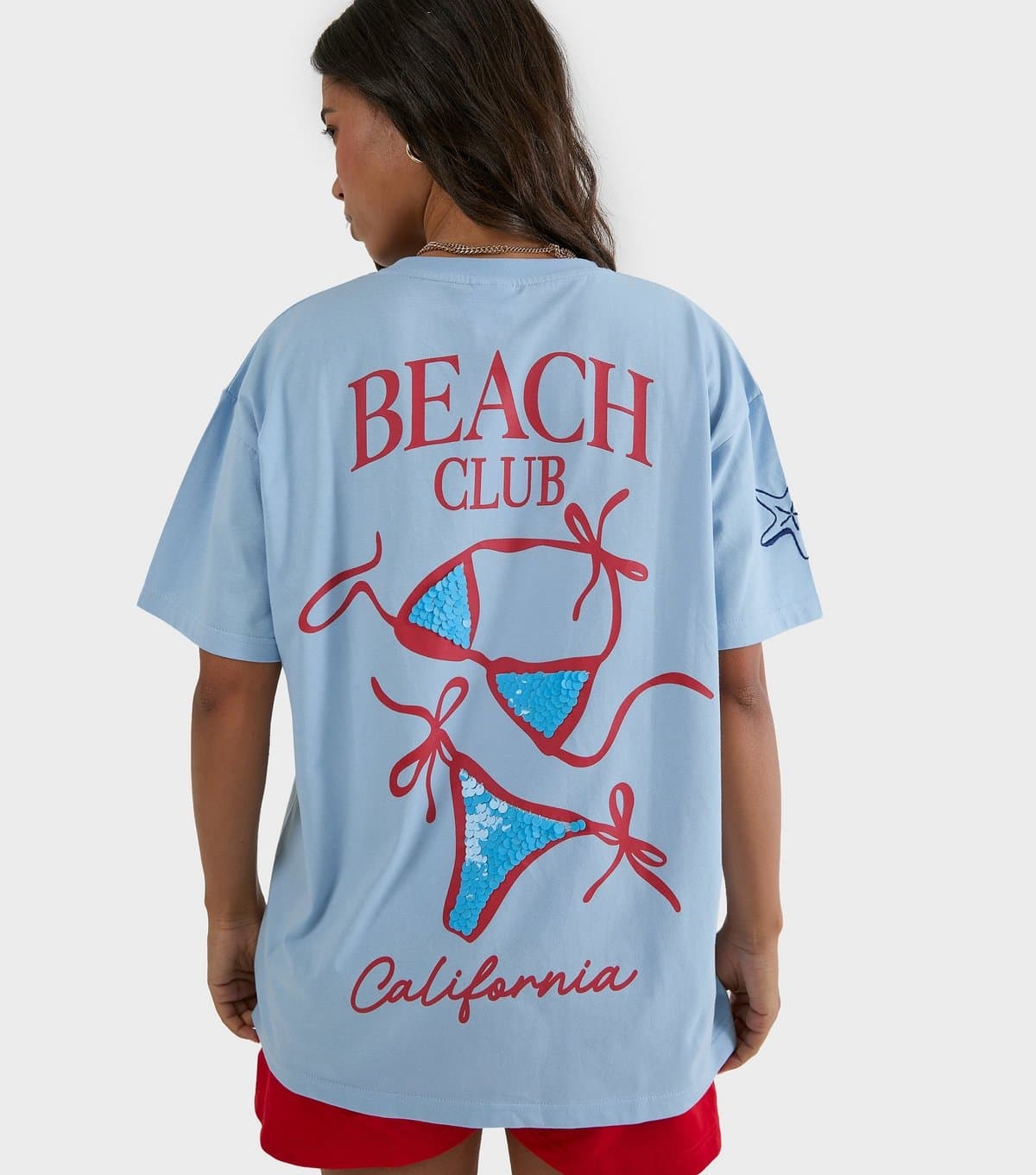 Skinnydip Skinnydip Light Blue Cotton Beach Club Oversized T-Shirt