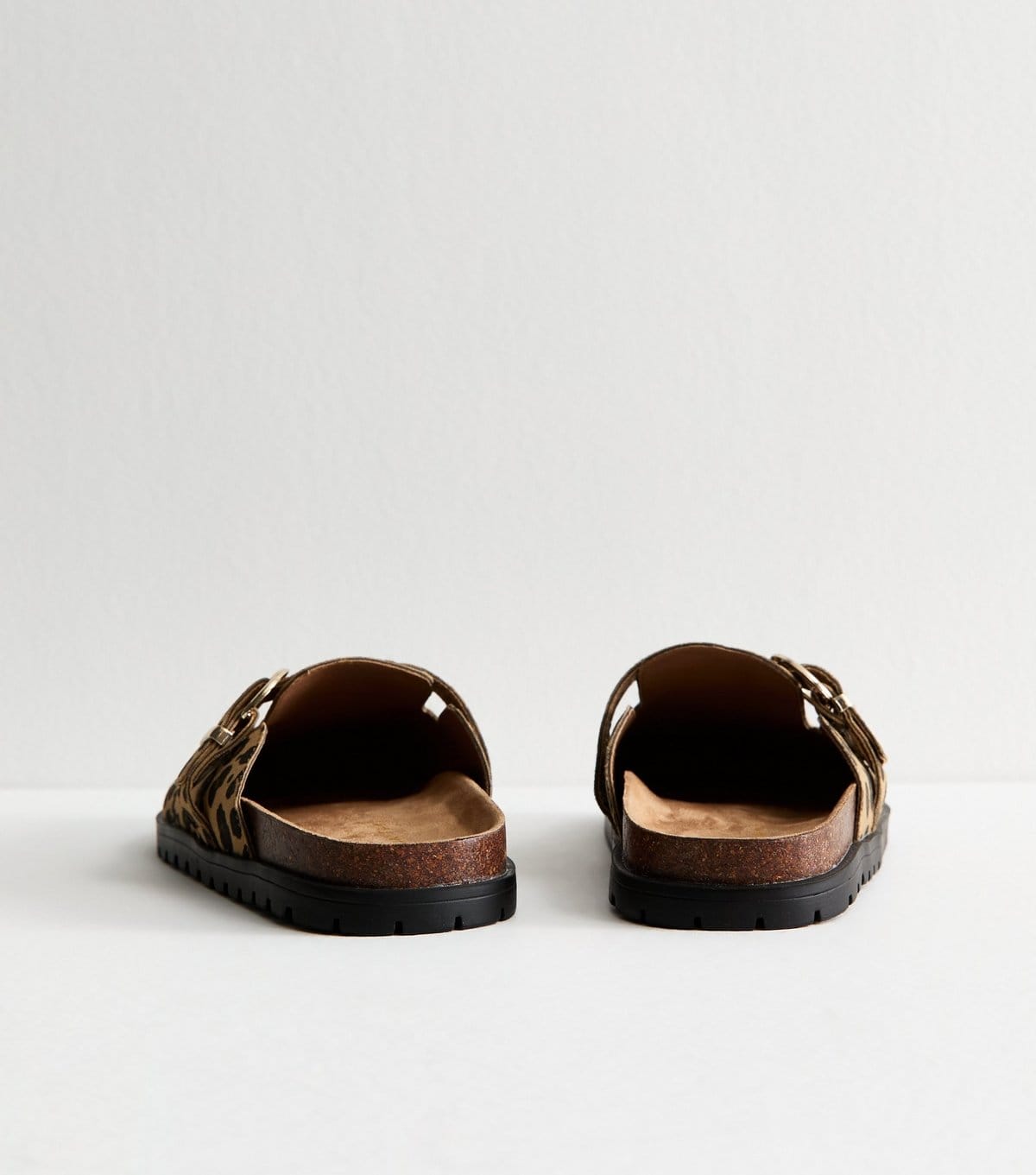 New Look Women's Brown Leopard Print Suedette Buckled Clogs Vegan New Look - 4