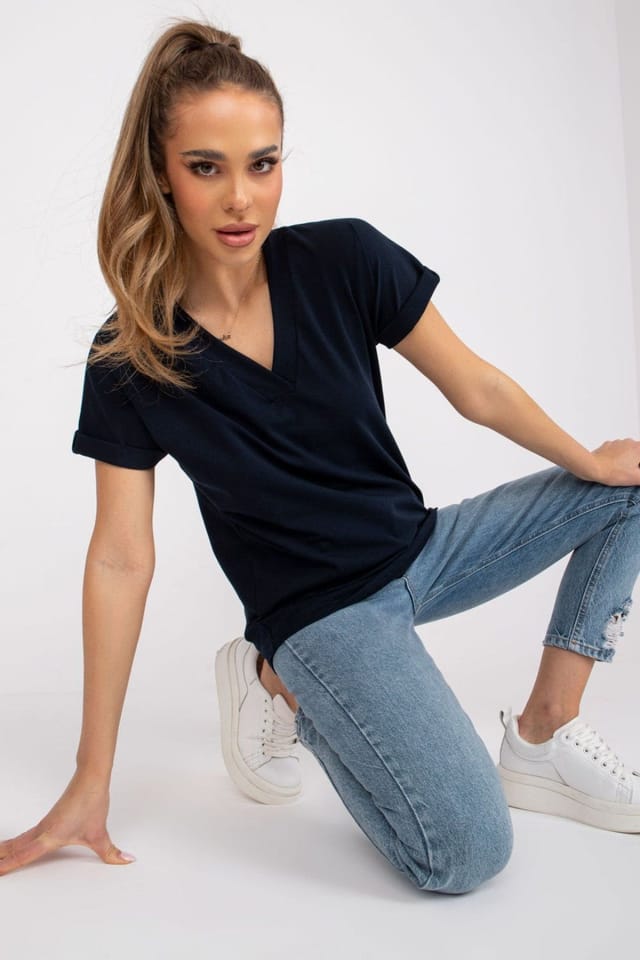 Love Lace Love Lace Women's Everyday Basic Short Sleeve T-Shirt in Navy - 2