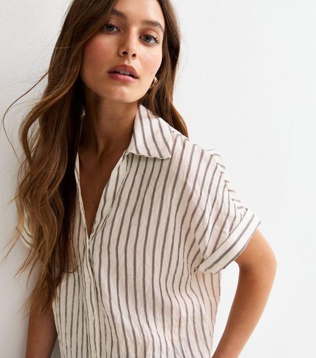 New Look Women's Brown Skinny Stripe Pattern Shirt New Look - 3