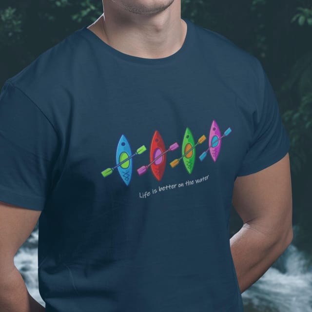 Bad Zebedee Bad Zebedee Men's Kayak Colours T-Shirt in Navy - 2