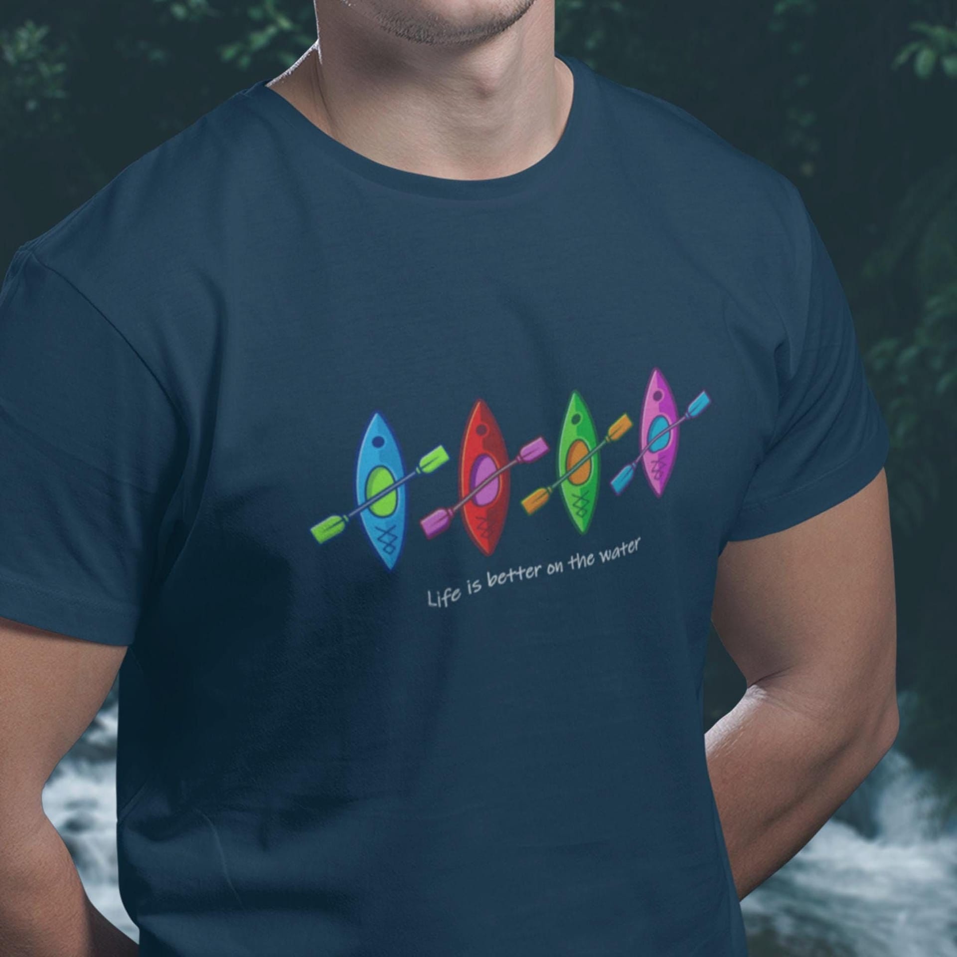 Bad Zebedee Bad Zebedee Men's Kayak Colours T-Shirt in Navy - 4