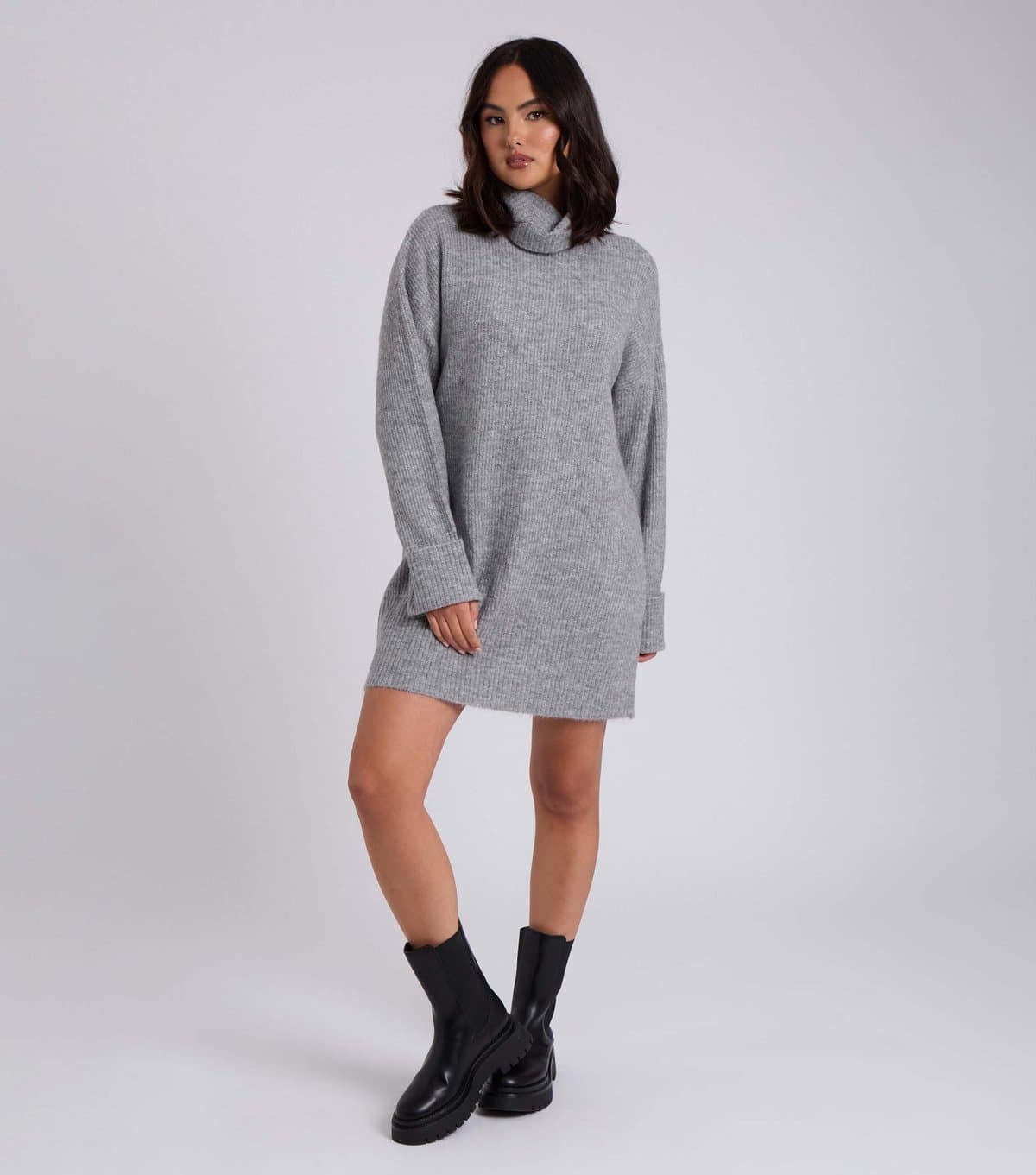 Urban Bliss Women's Grey Roll Neck Knit Mini Dress Urban Bliss New Look