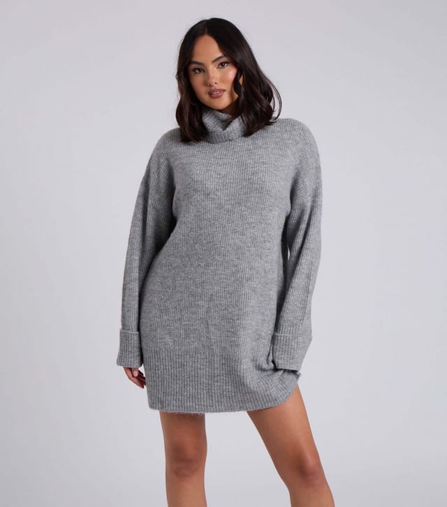 Urban Bliss Women's Grey Roll Neck Knit Mini Dress Urban Bliss New Look - 3