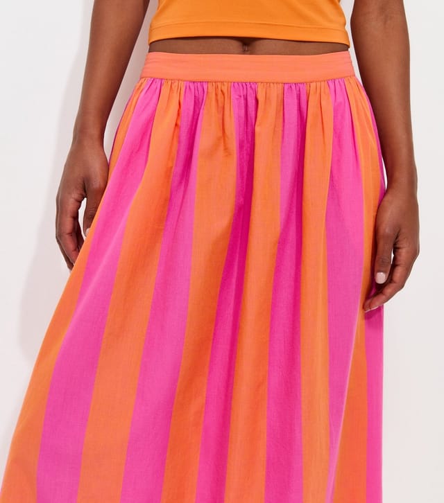 New Look Women's Pink Stripe Pop Circle Cotton Midi Skirt New Look - 2