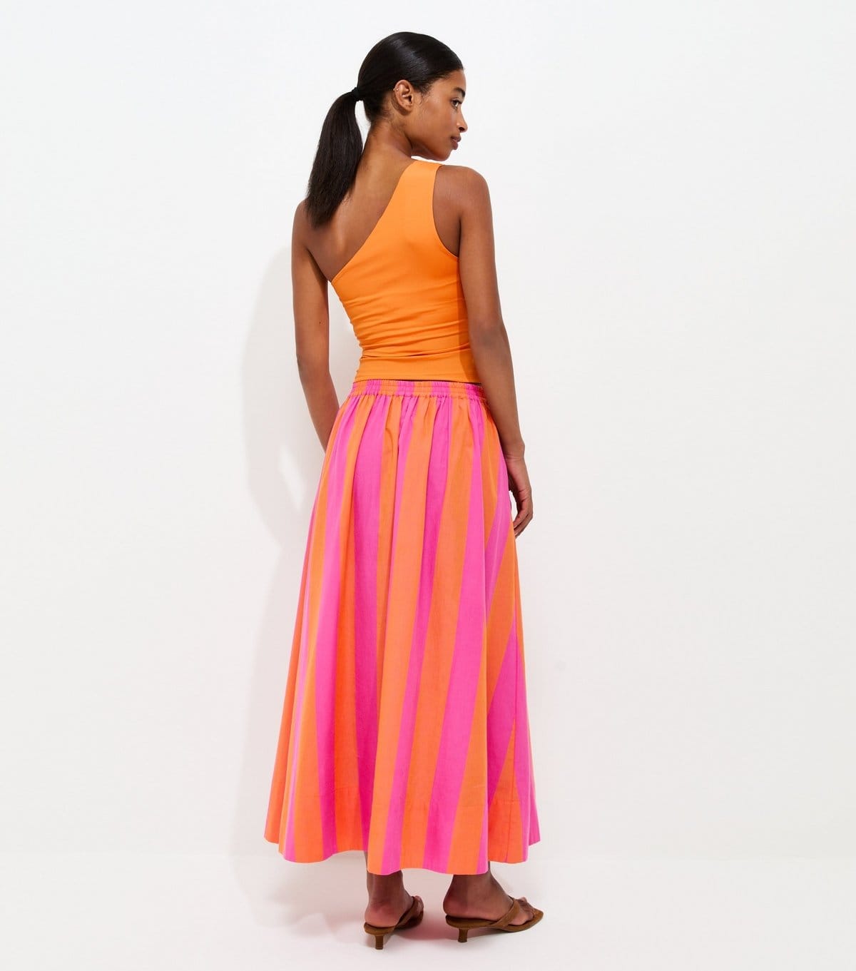 New Look Women's Pink Stripe Pop Circle Cotton Midi Skirt New Look - 4
