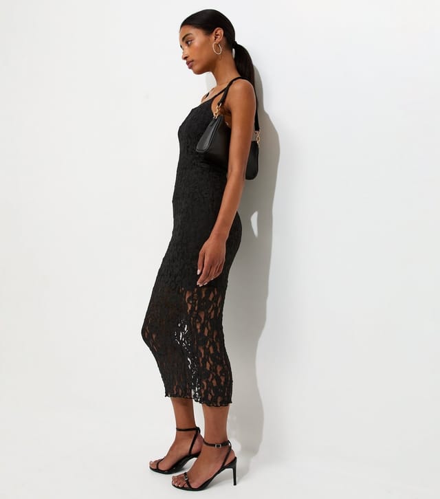 New Look Women's Black Floral Lace Strappy Midi Dress New Look - 2