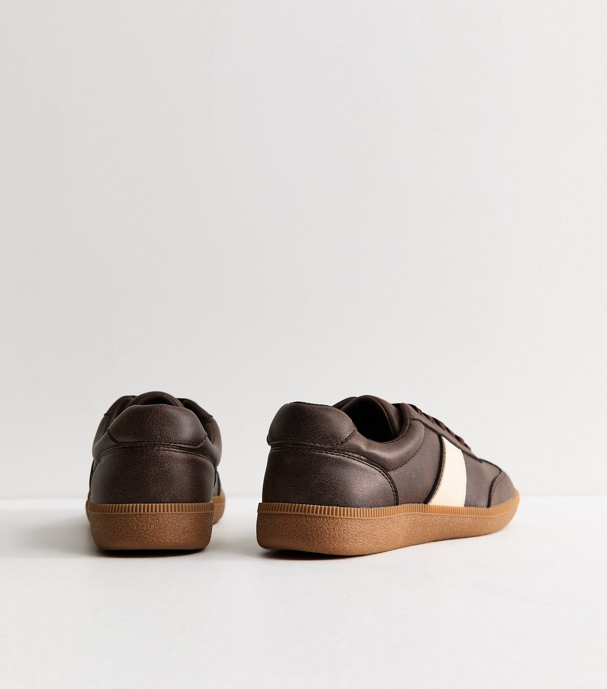 New Look Women's Dark Brown Faux Leather Panel Trainers Vegan New Look - 4
