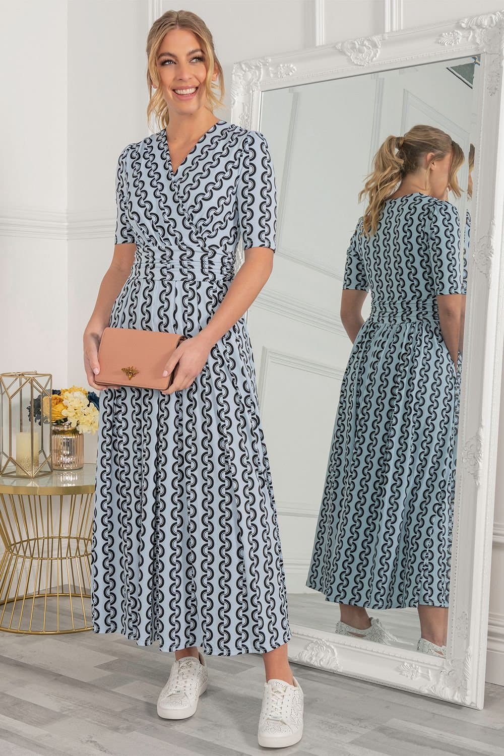 Jolie Moi Jolie Moi Women's Genesis Wrap Front Maxi Dress in Light Blue