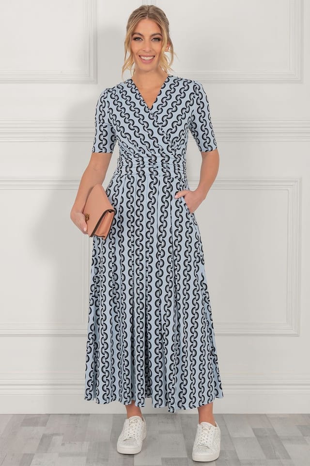 Jolie Moi Jolie Moi Women's Genesis Wrap Front Maxi Dress in Light Blue - 3