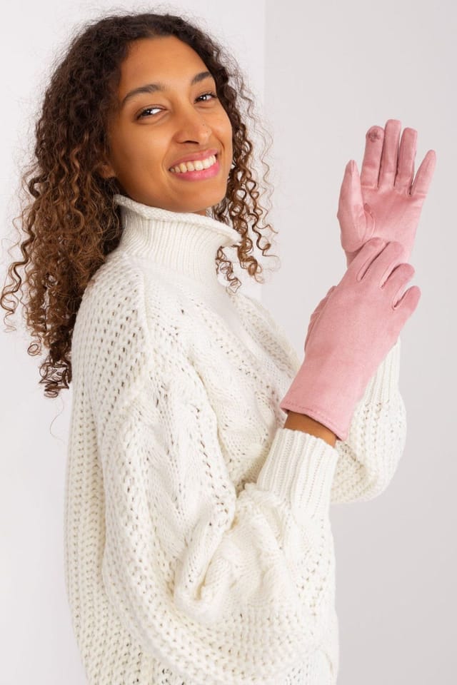 Love Lace Love Lace Women's Insulated Touchscreen Gloves with Embroidered Flower Finger Details in Pink - 3