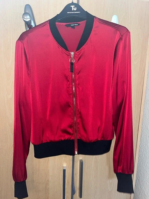 Bershka Soft silk red and black jersey cardigan