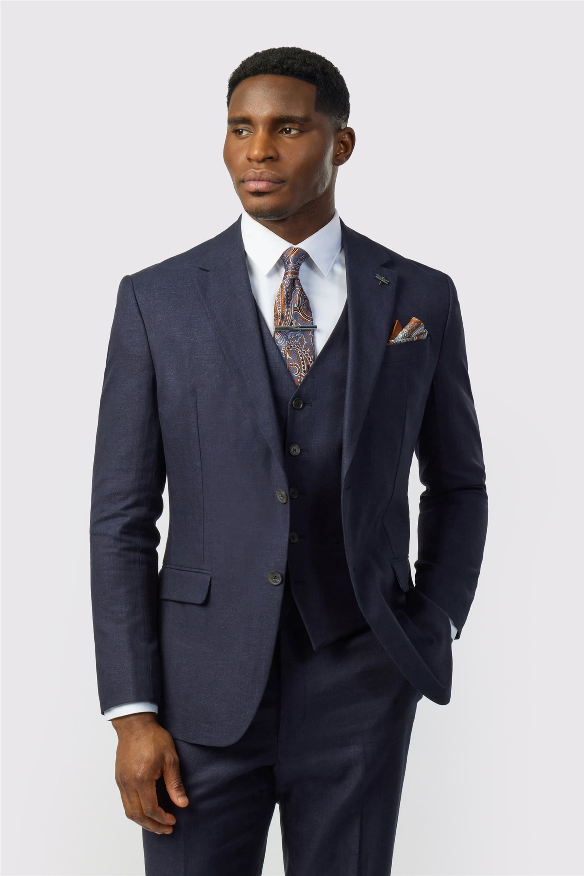 Ted Baker Ted Baker Men's Single Breasted Two Button Tailored Suit Jacket in Dark Blue