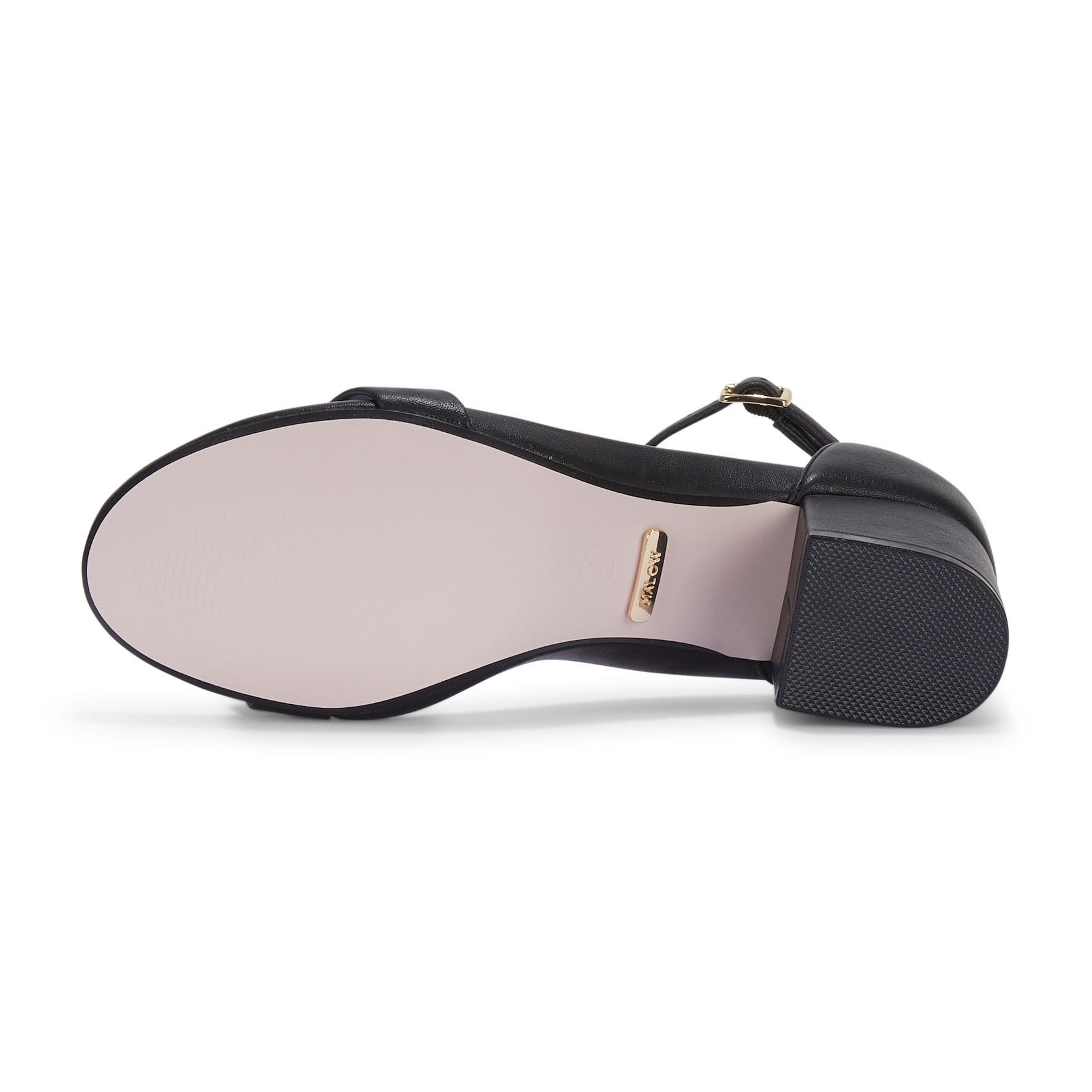 MALOW LONDON MALOW LONDON Women's Khloe Heeled Sandals Buckle Strap PU Open Toe Block Heel Shoes in Black - 4