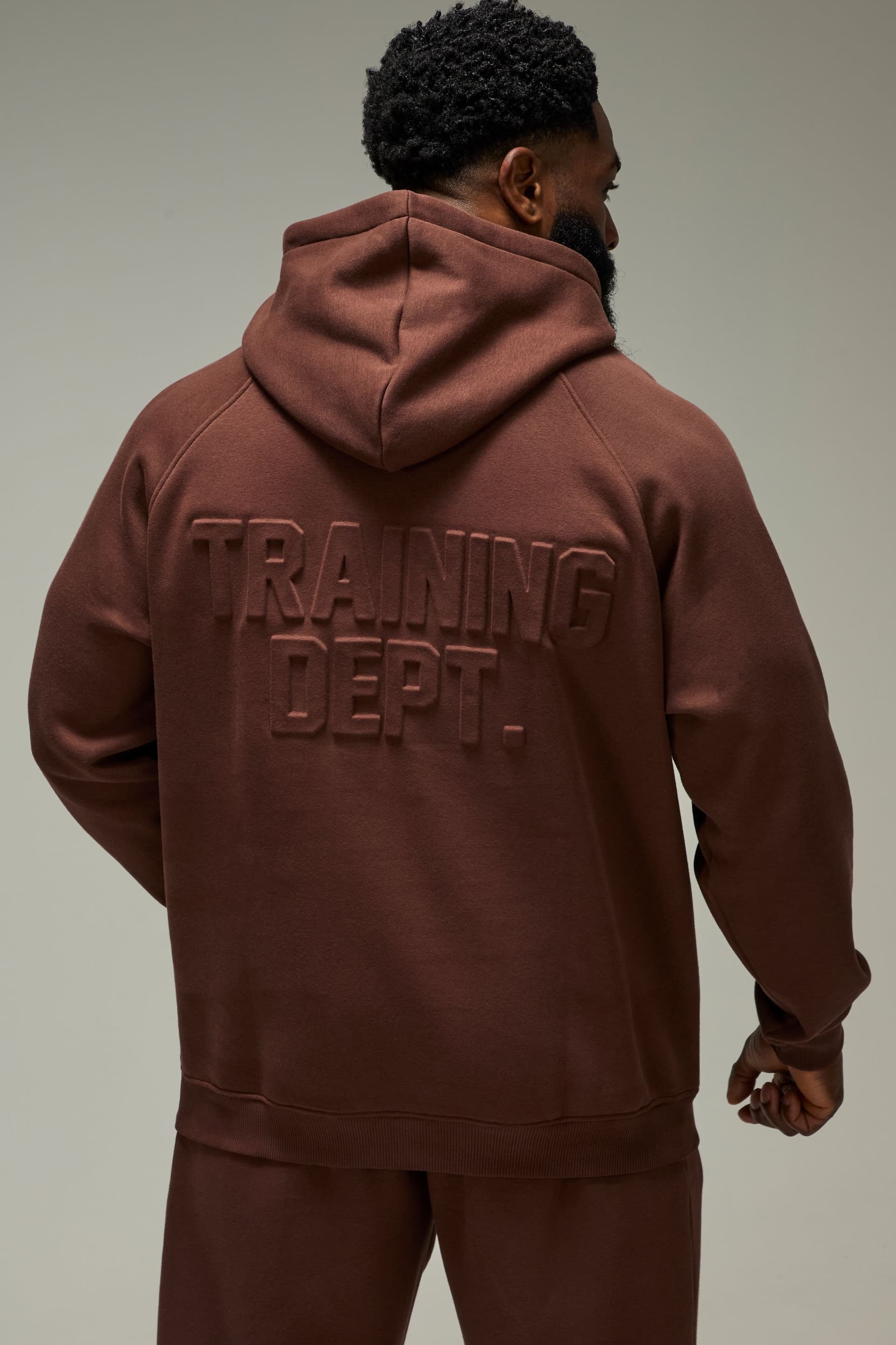 Training Dept. Training Dept. Men's Training Dept Oversized Embossed Hoodie in Chocolate