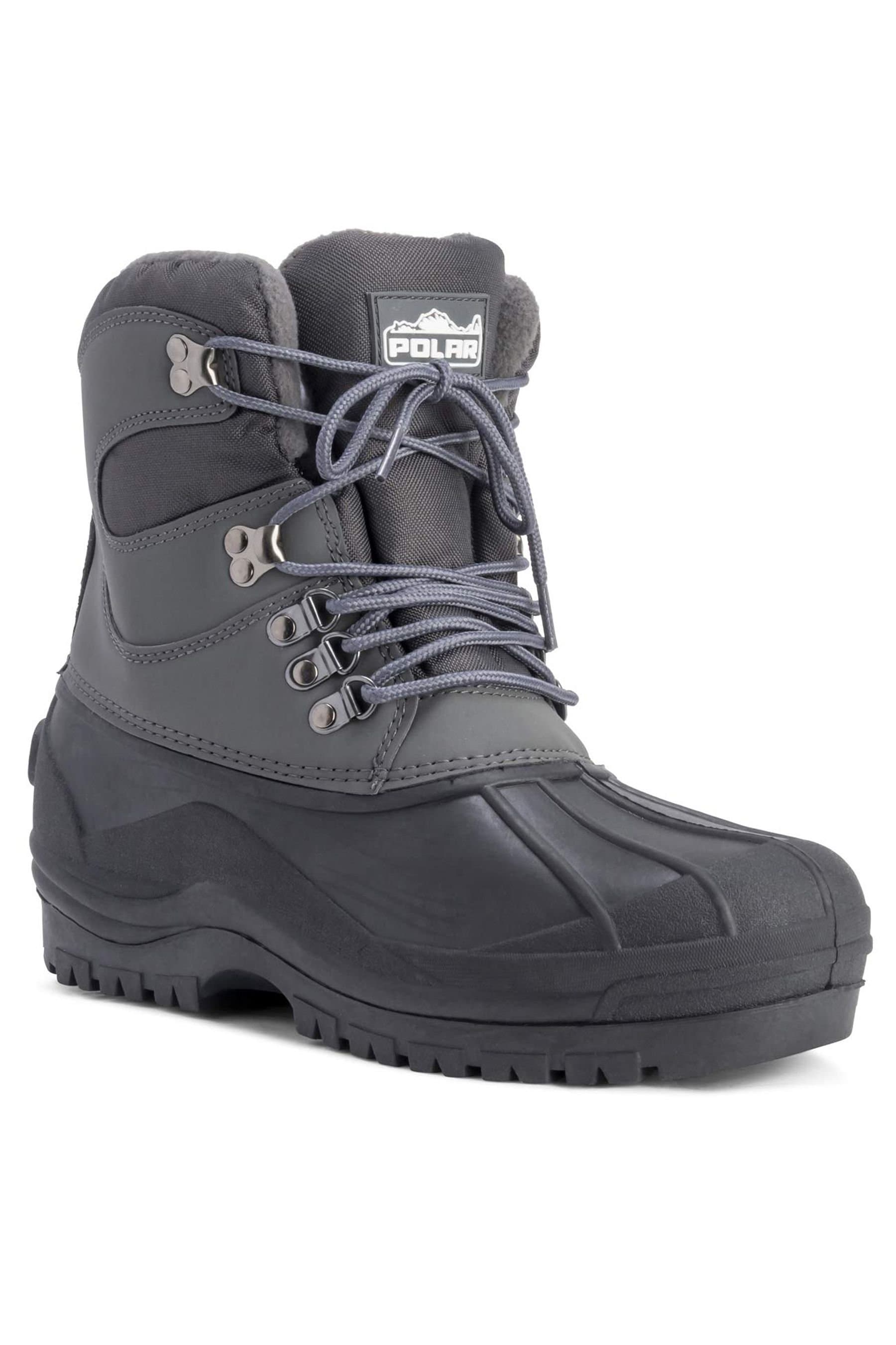 Viva VIVA Men's Polar Snow Boots - Grey Fleece Lined