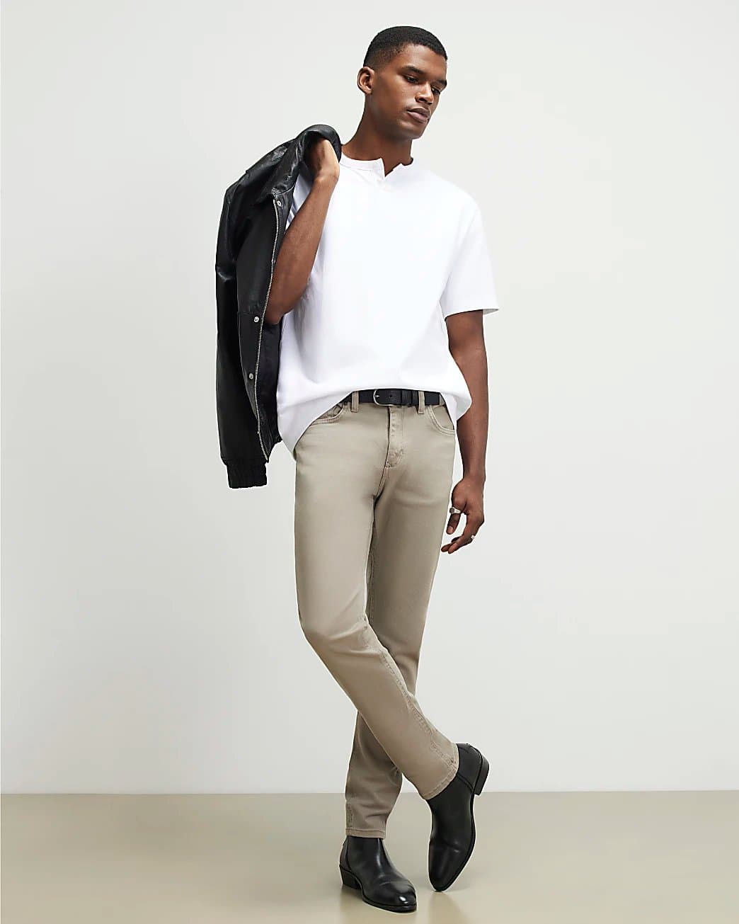 River Island Mens River Island Beige Slim Fit Washed Jeans