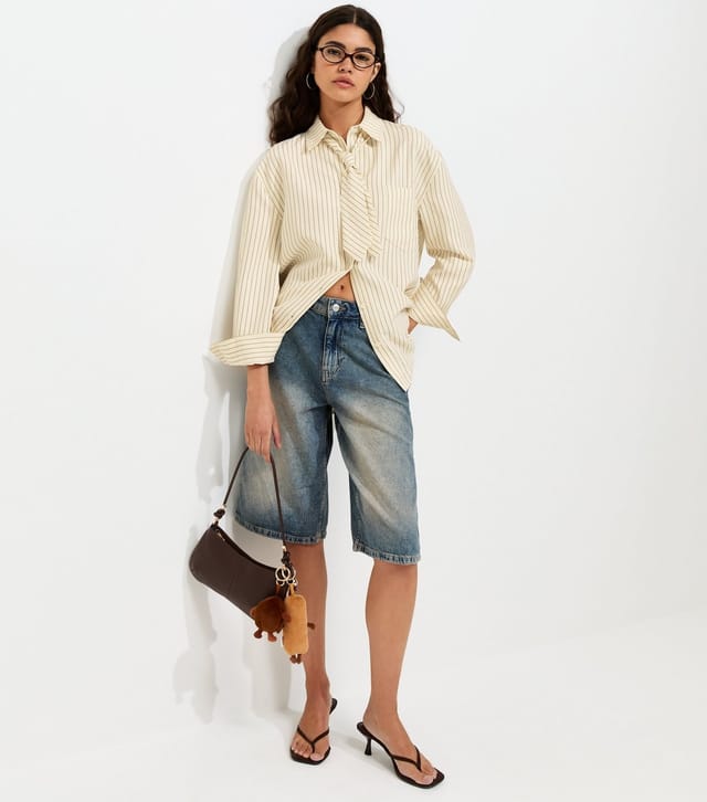 New Look Women's Cream Woven Tie Striped Shirt New Look - 2