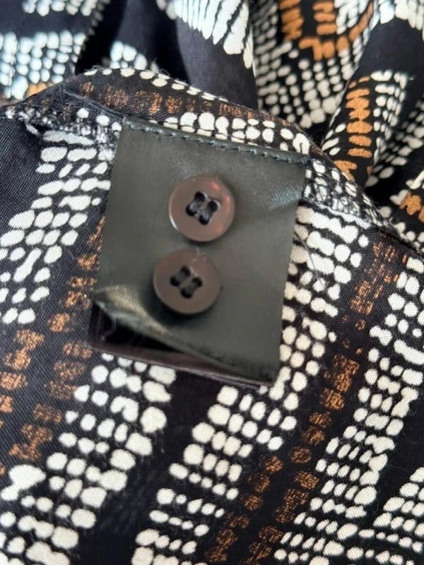 Masai Masai Copenhagen Black White Bronze Viscose Tribal Print Tunic Dress Size S - 1