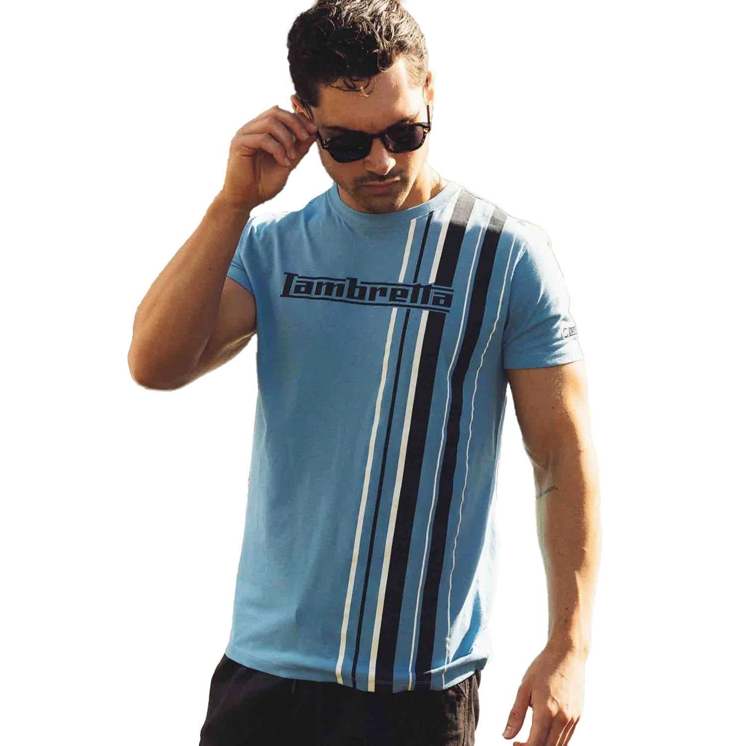 Lambretta Lambretta Men's SS25 Racing Stripe T-Shirt 4XL in Blue