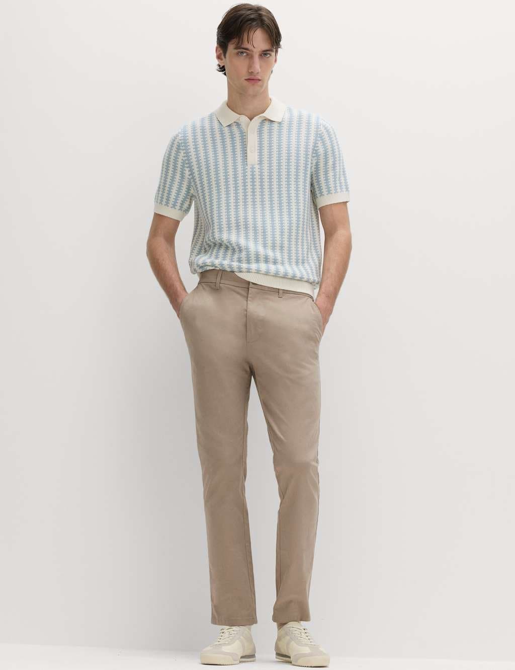 Marks & Spencer M&S Slim Fit Cotton Rich Stretch Chinos Putty