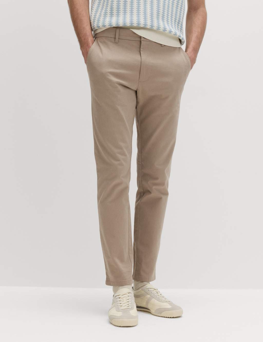 Marks & Spencer M&S Slim Fit Cotton Rich Stretch Chinos Putty - 2
