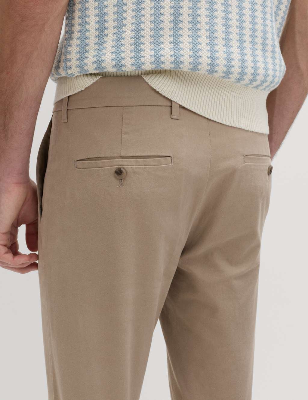 Marks & Spencer M&S Slim Fit Cotton Rich Stretch Chinos Putty - 4