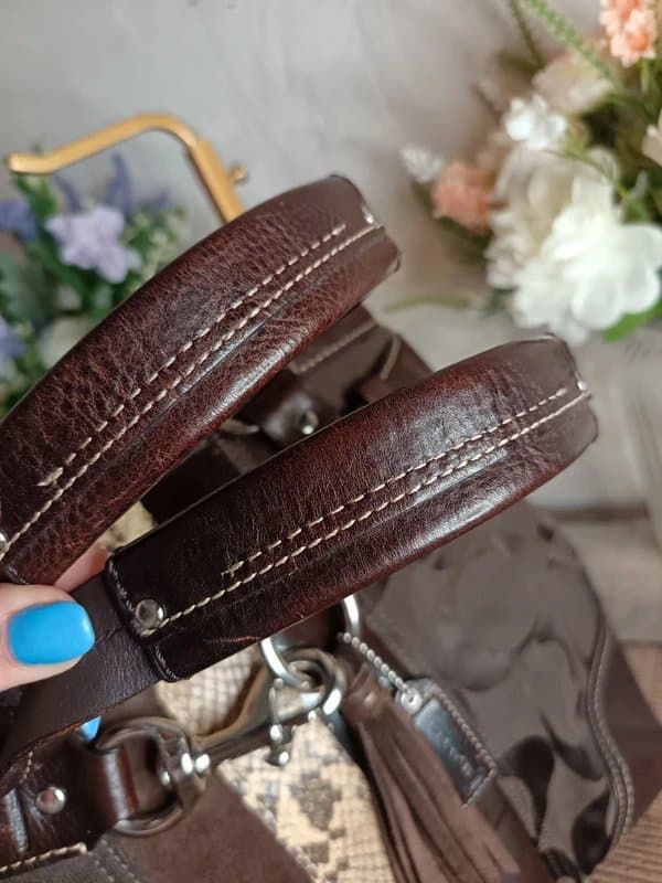 Coach Coach Vintage Y2k Brown Hamptons Signature Stripe and Python Tote Bag