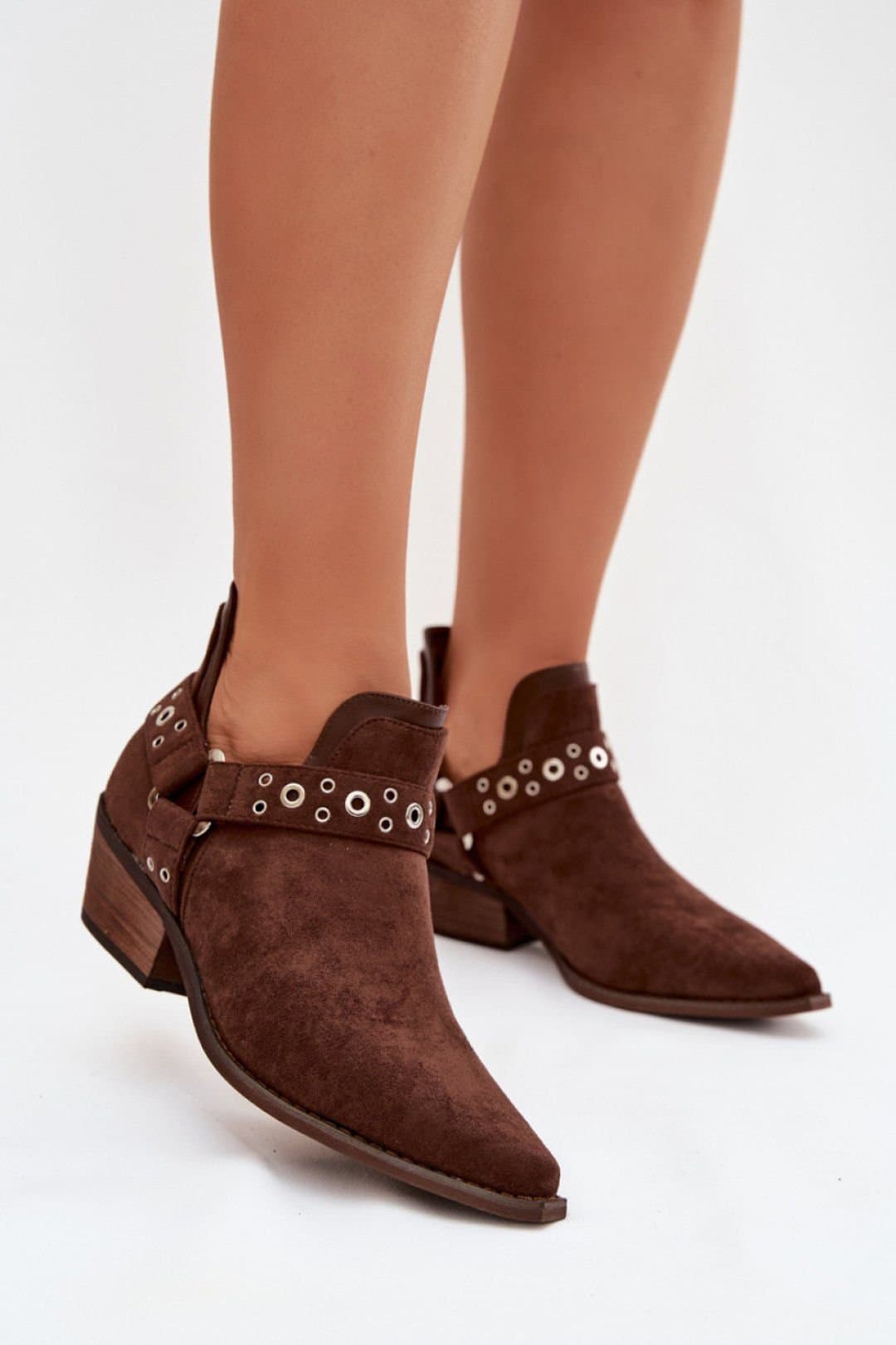 Love Lace Love Lace Brown Suede Ankle Boots With Low Heel