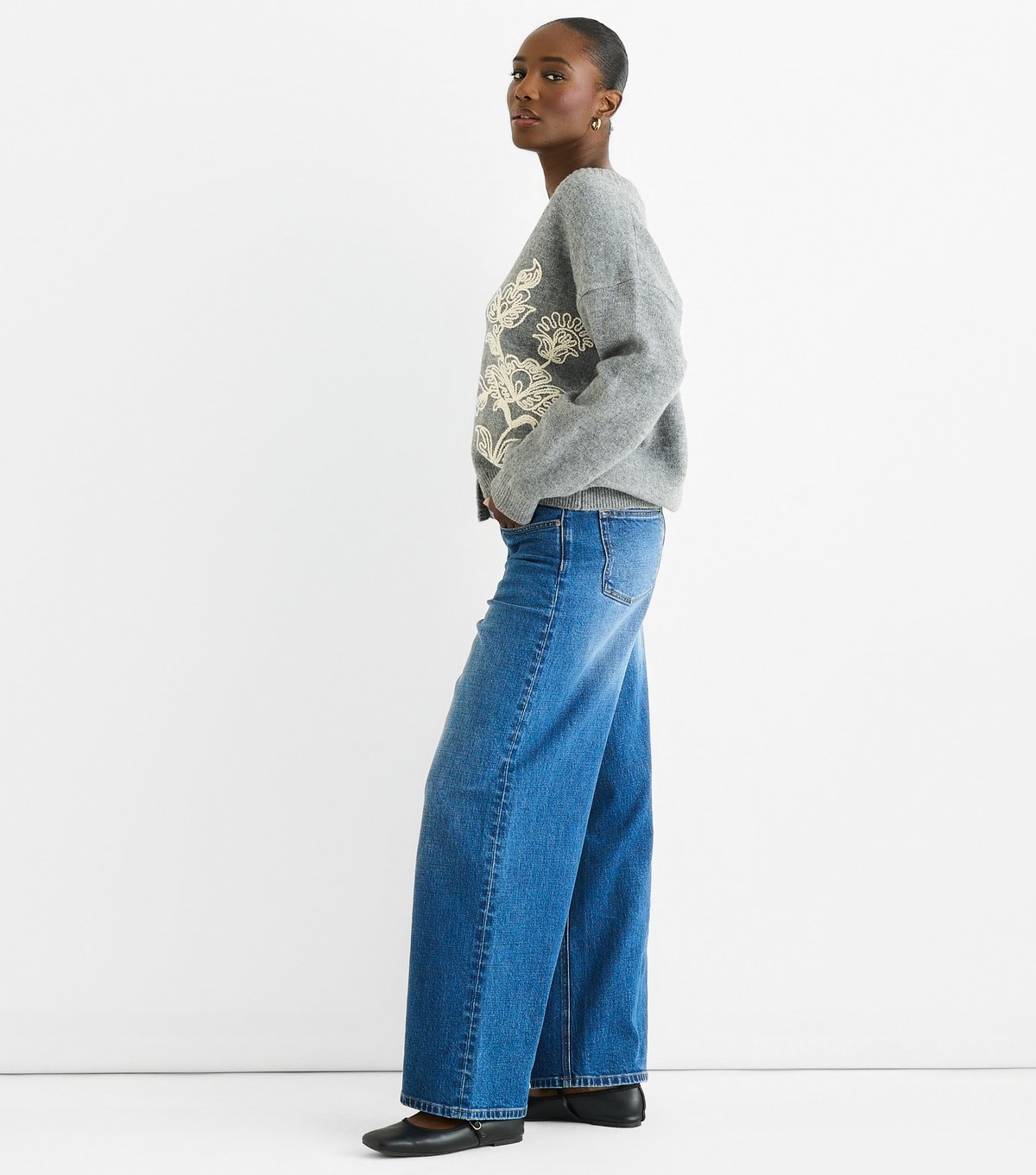 Gini London Women's Grey Floral Embroidered Cardigan Gini London New Look - 3