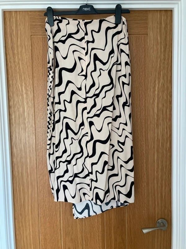 New Look New Look Black Bardot Crop Top & Cream and Black Wrap Style Skirt