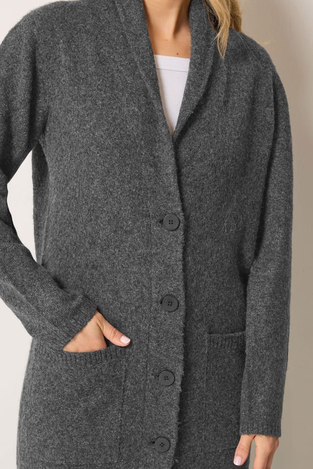 Long Tall Sally Long Tall Sally Women's Tall Knitted Coatigan in Grey - 3