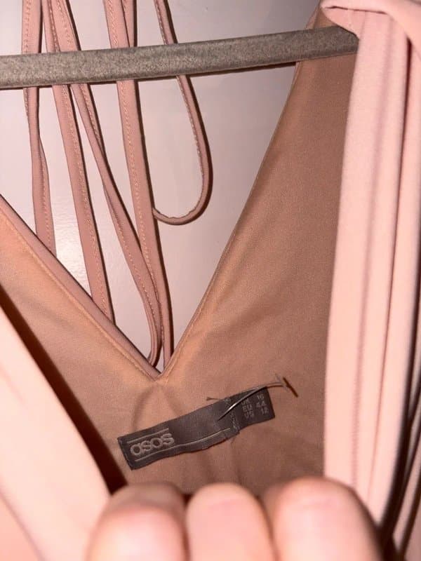 ASOS Asos Blush Pink Apricot Cold Shoulder Midi Dress Plus Size 16 Occasion Wedding