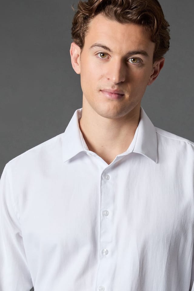 Burton Burton Men's Tailored Fit Herringbone Weave Long Sleeve Shirt in White - 2