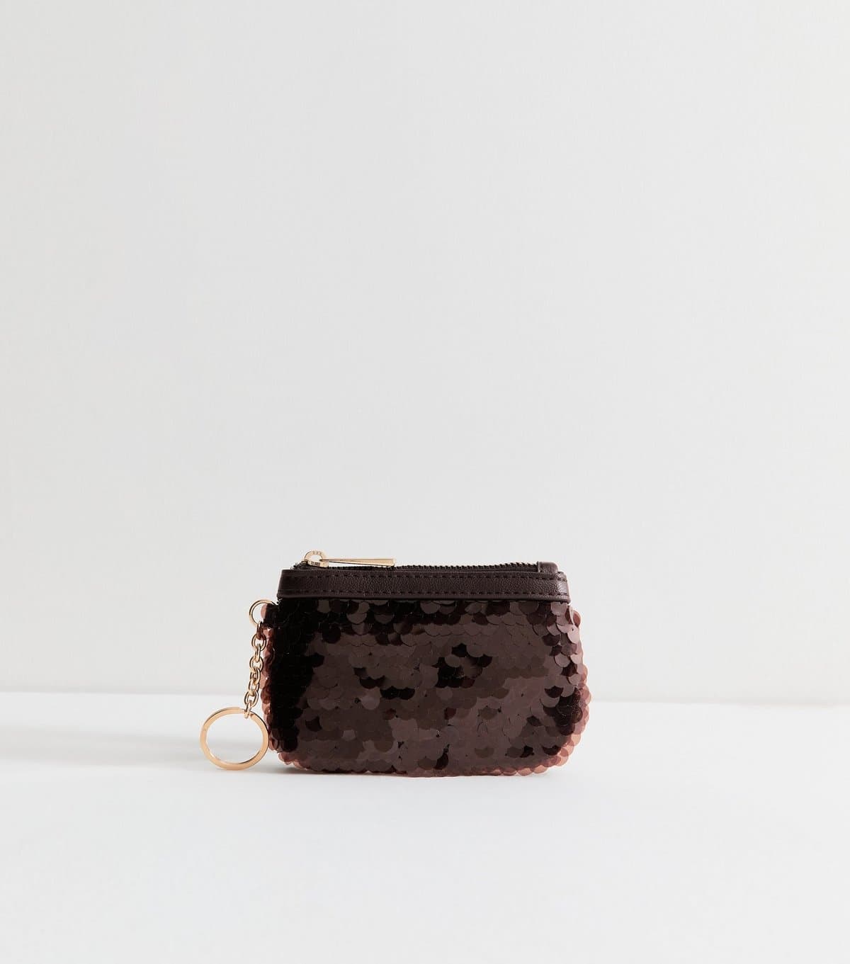 New Look Dark Brown Sequin Embellished Coin Purse New Look